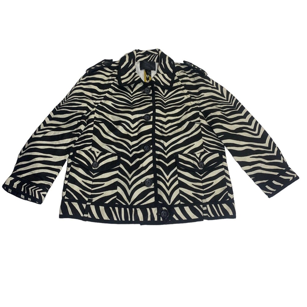 J. Crew Zebra Print Jacket Blazer Women's Sz 4 Linen Button-down